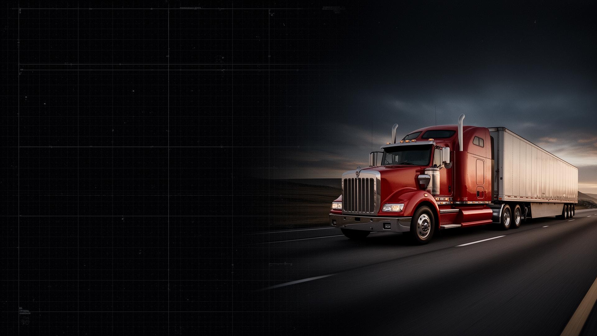 Red US semi-truck on highway